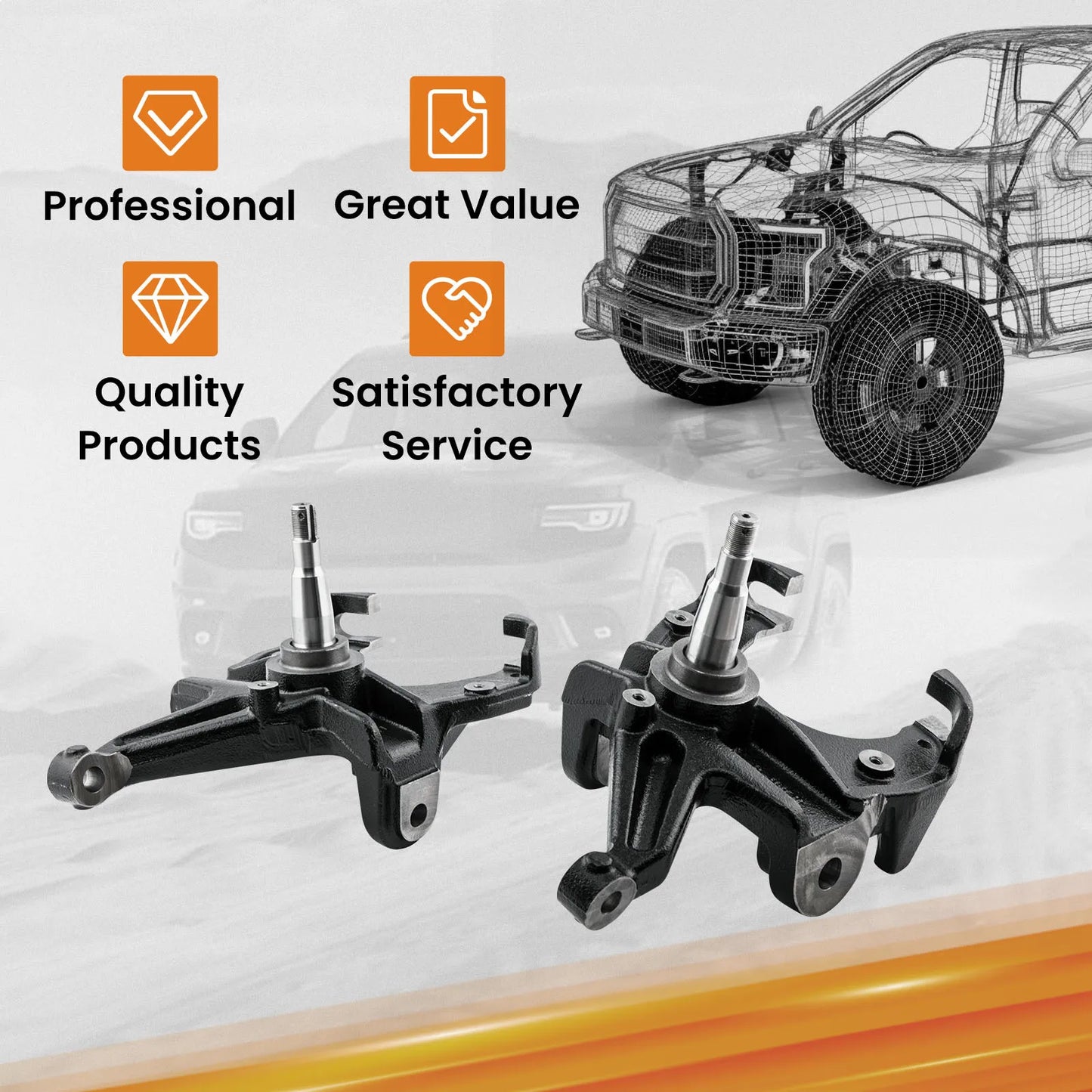 3 Inch Drop Spindles Lowering Kit With 1 Inch Rotor For Chevy C10 GMC C15 1973-1987