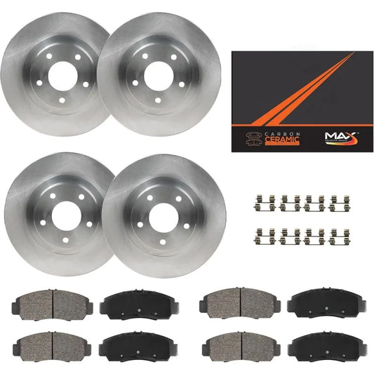 Max Advanced Brake Kit Front and Rear Premium OE Disc Rotors and Ceramic Pads