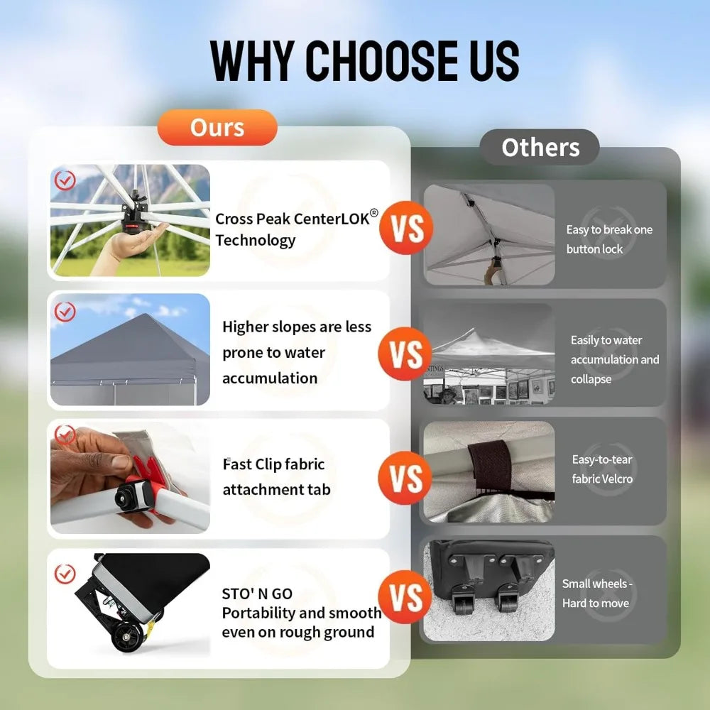 10x10 Pop Up Canopy Tent Instant Setup with 400D Silver Fabric and Sidewalls