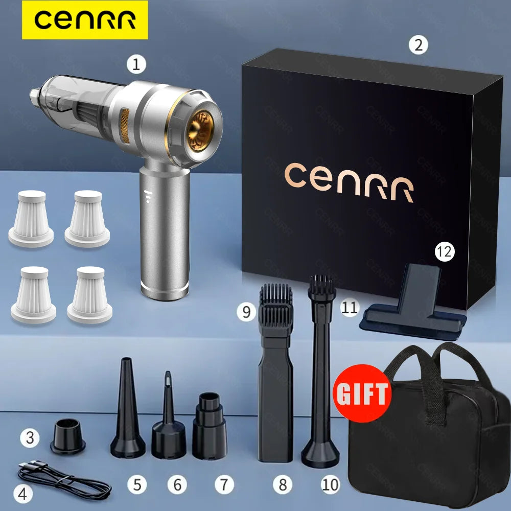 CENRR Portable Handheld Car Vacuum Cleaner 998000PA Wireless Power Efficiency
