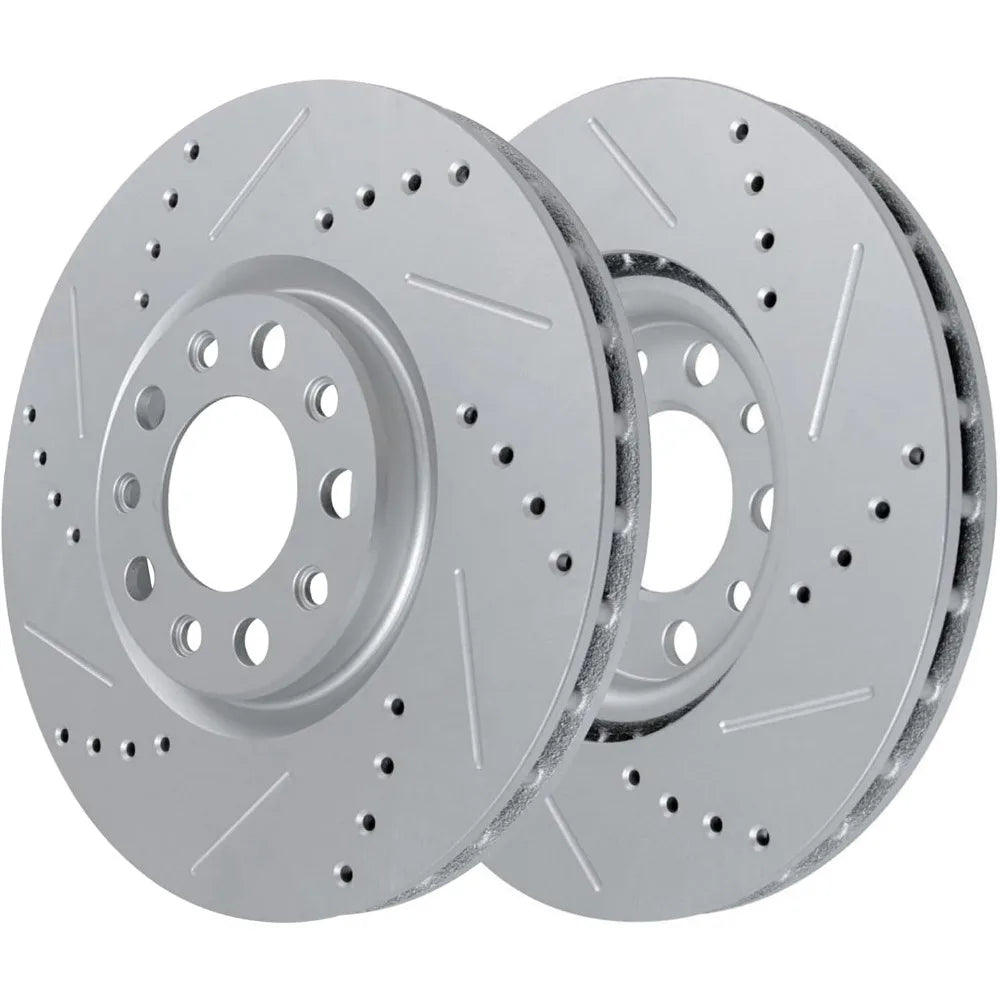 Detroit Axle - Front Brake Kit for Jeep 2014-2022 Cherokee, 2015-2017 Chrysler 200, 12.99" inch Drilled and Slotted Disc Brake R