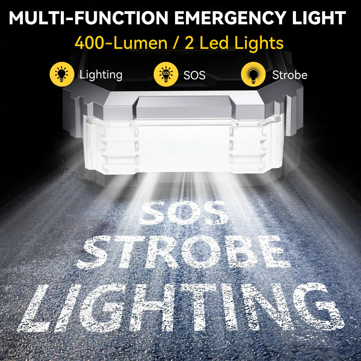 7000A Car Jump Starter and Air Compressor Power Bank with LED Flashlight