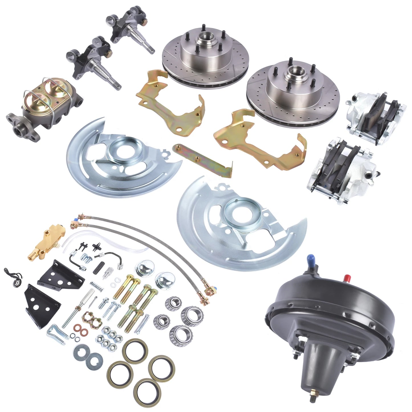 AP02 GM 4 Wheel Disc Brake Conversion Kit with Drilled and Slotted Rotors