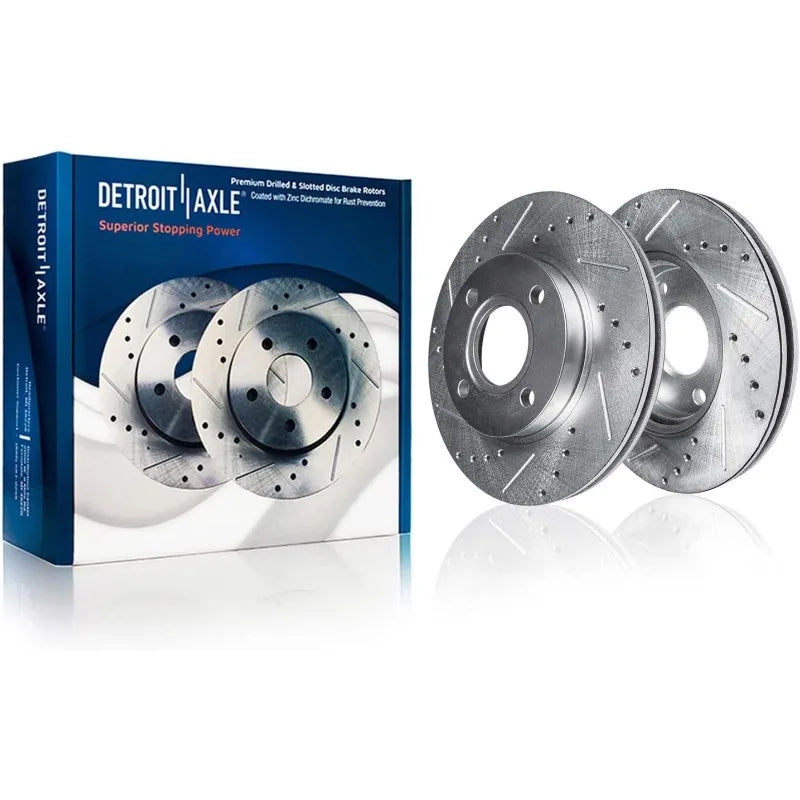 Detroit Axle 1.7L Brake Kit Front Drilled Rotors Ceramic Pads for Honda Civic