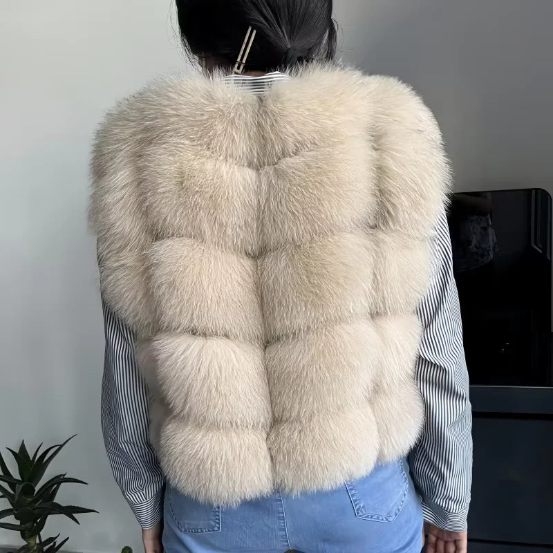 kejinyuan real fox fur raccoon fur vest Women's Natural winter warm sleeveless