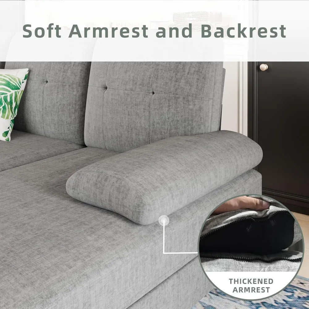 Sectional Sofas for The Living Room, U-Shaped Couch with Dual Chaise Lounge, 4-Seat Furniture Set Featuring Soft Cushions and L