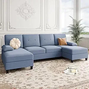 Sectional Sofas for The Living Room, U-Shaped Couch with Dual Chaise Lounge, 4-Seat Furniture Set Featuring Soft Cushions and L