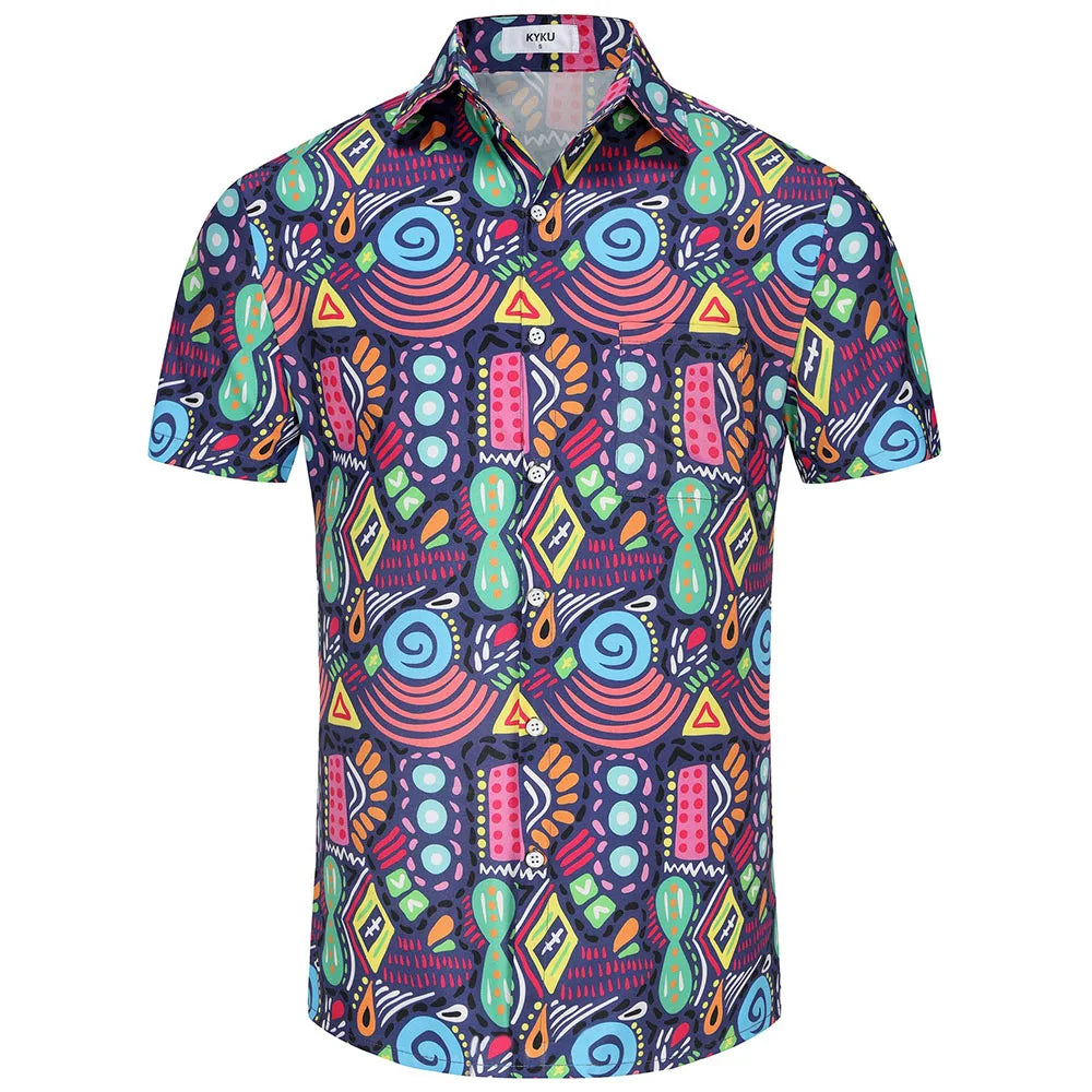 KYKU Mexico Shirt for Men Funny Beach Shirts Hawaiian Button Down Short Sleeve