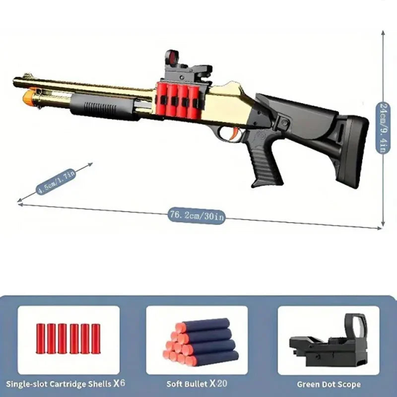 Soft Bullet Toy Gun Shotgun with Shell Ejection Function and Long Range Shooting Distance