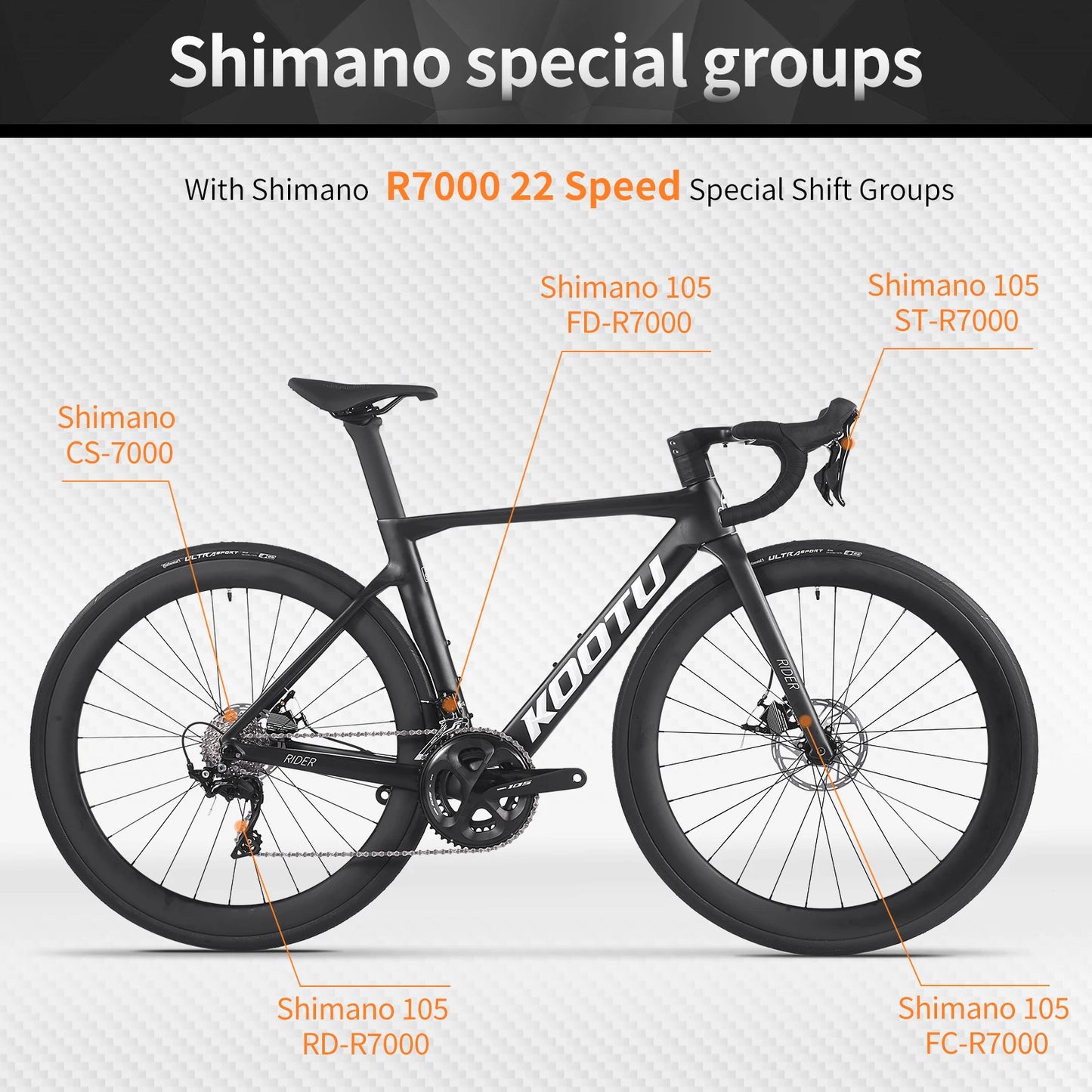 KOOTU Anniversary Special Full Carbon Fiber Road Bike Adult Cross Country Bike Racing Bike SHIMANO R7000 22-Speed Components