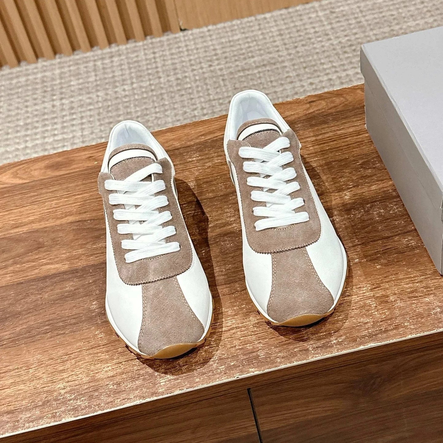 Spring Autumn Genuine Leather Round-Toe Lace-Up Tennis Shoes German Sneakers Casual Shoes Athletic Shoes Handmade Bota Feminina