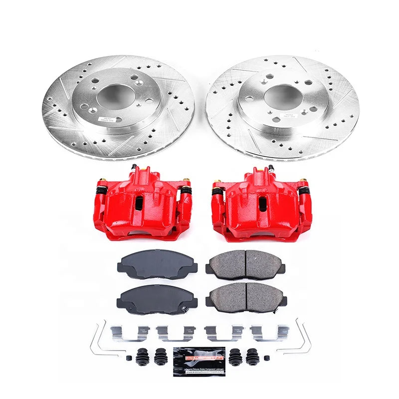 Pajero Brake Caliper Kit Front Drilled and Slotted Disc Rotor Brake Kit Coated Caliper Hardware Kits for HONDA