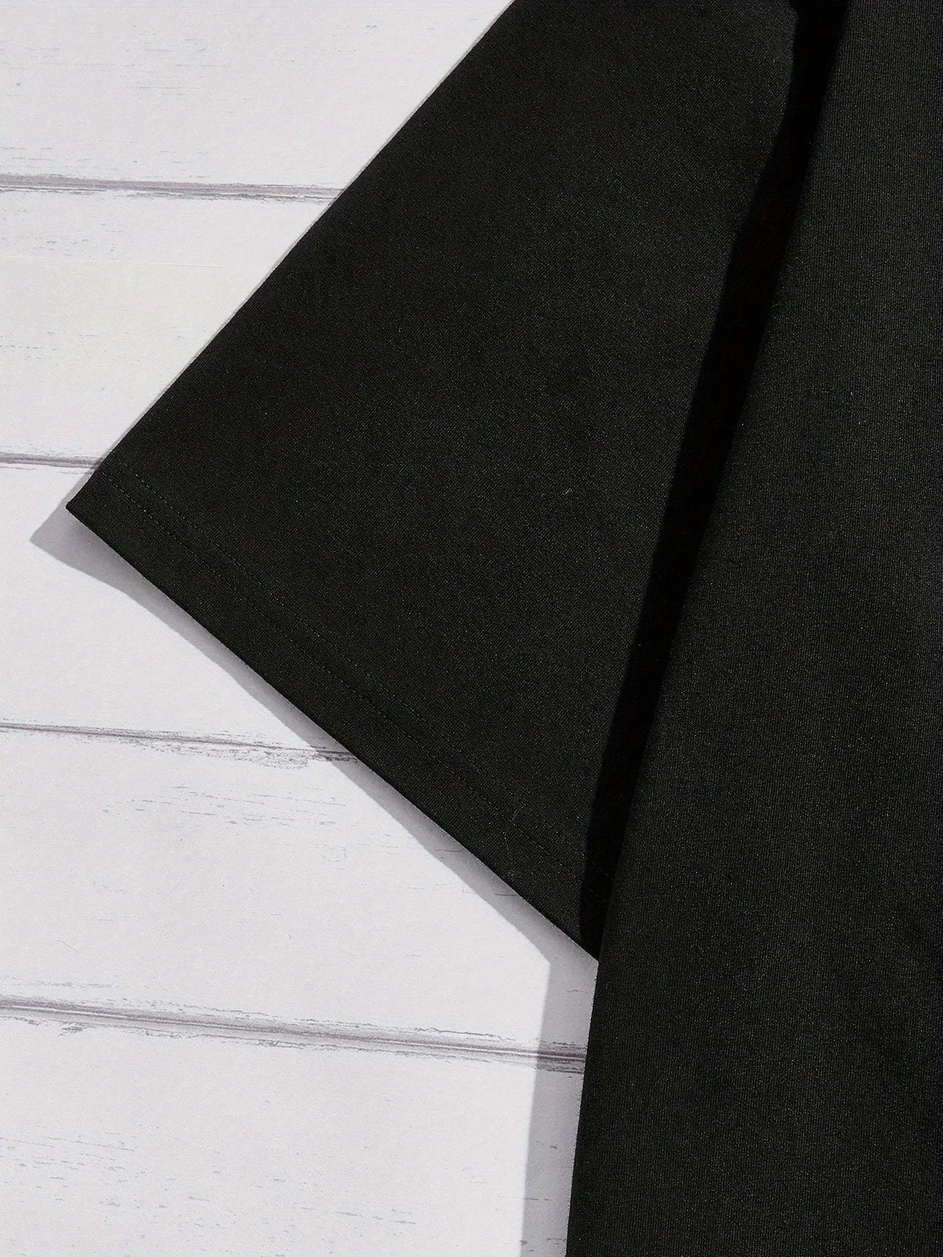 Men's 100% Cotton Casual Abstract Print Crew Neck T-Shirt with Applique - Summer Tee for Men’s Clothing