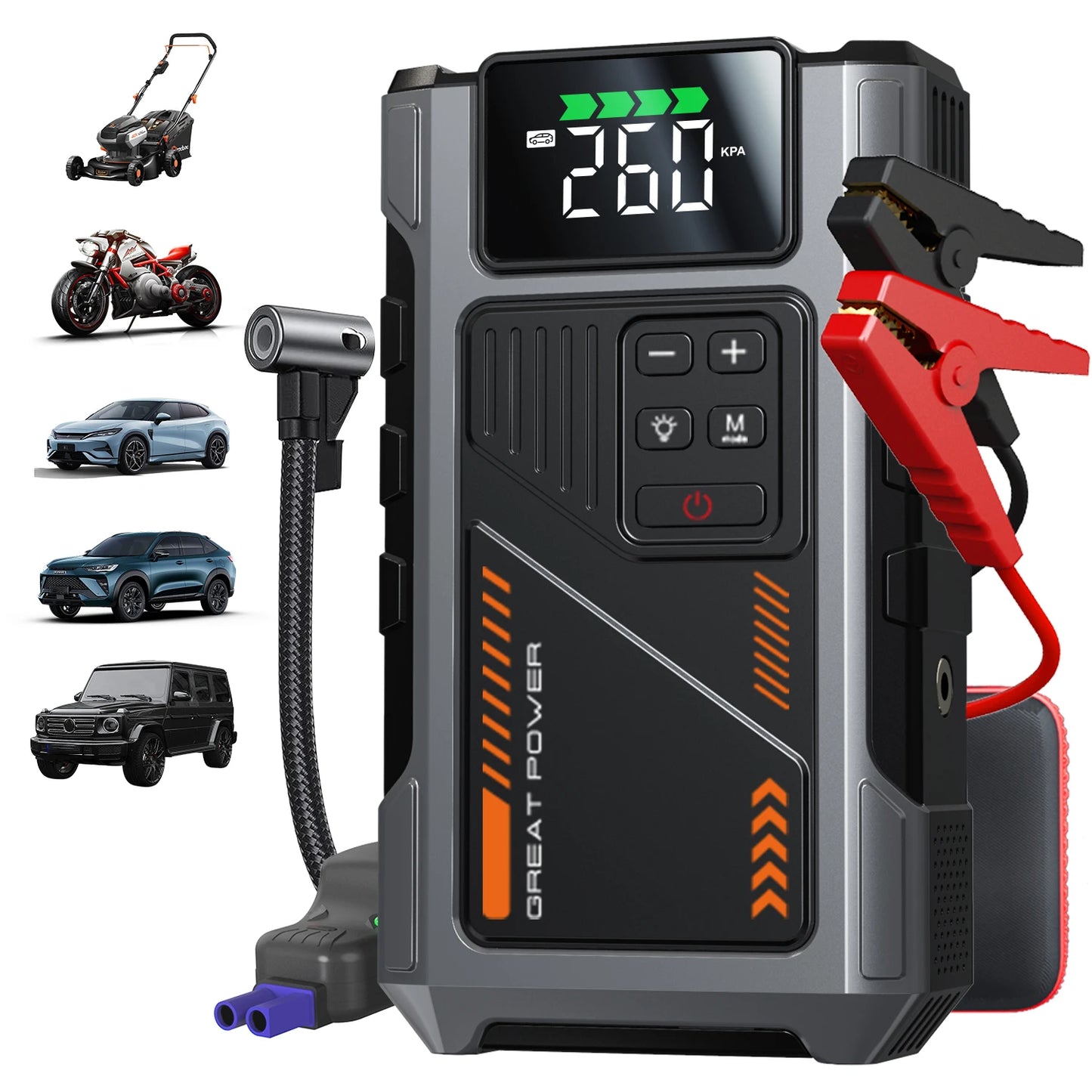 Portable Car Jump Starter With Air Compressor 3000A Peak Power