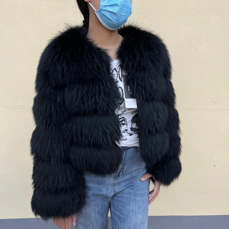 Real Raccoon Fur Coat Super Hot Winter Women Luxury ThickNatural Fox Fur Jacket Plus Size Furry Jackets Female Vest
