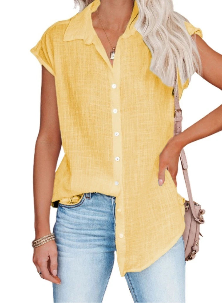 Summer Solid Cotton Linen Shirt Women's Clothing Casual Short Sleeve Tops Tee Ladies T-Shirts Blusas Thin Loose T Shirt Woman