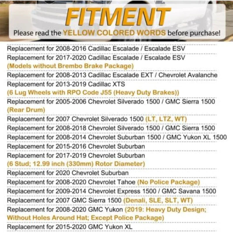 Front Disc Brake Pads and Rotors Kit for Chevy Silverado Suburban Trucks