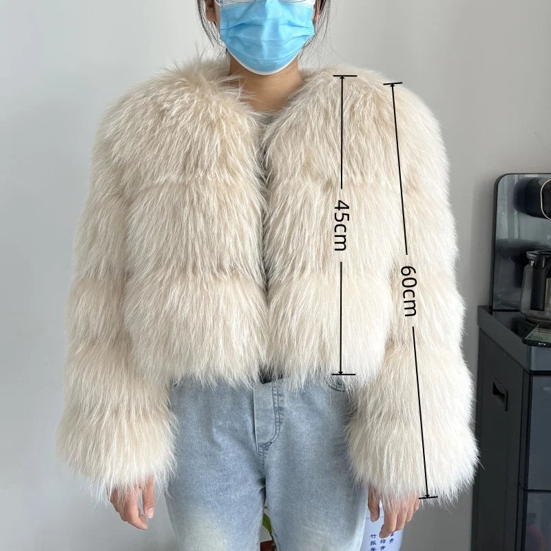 Real Raccoon Fur Coat Super Hot Winter Women Luxury ThickNatural Fox Fur Jacket Plus Size Furry Jackets Female Vest