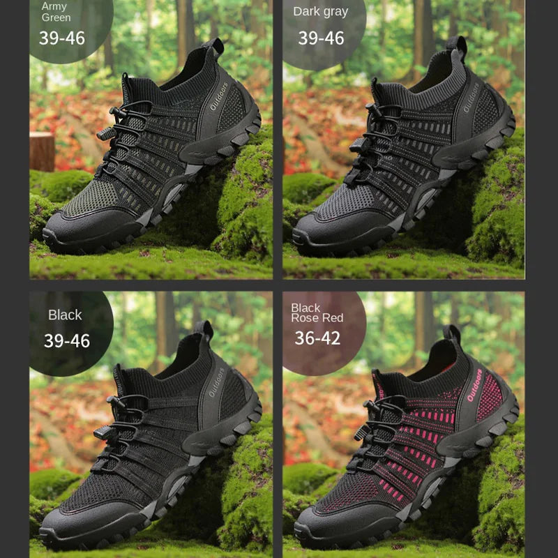 Oulylan Breathable Flying Woven Hiking Sneaker Casual Outdoor Durable Upstream Footwear Men Lightweight Anti-slip Climbing Shoes