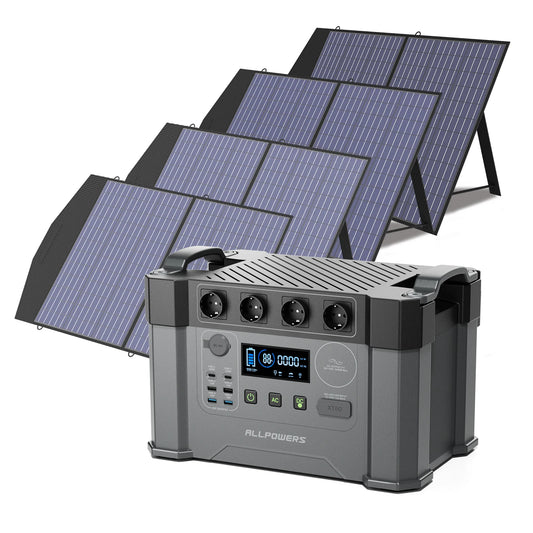 ALLPOWERS S2000 Pro Outdoor Generator 2400W MPPT Portable Power Station with 4X100W  Folable Solar Panels for RV Camping, Home