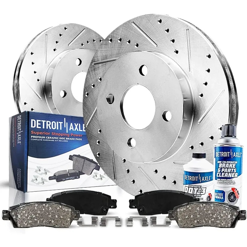 Detroit Axle Front Brake Kit for 2010 2011 2012 Nissan Cube Drilled Slotted Rotors