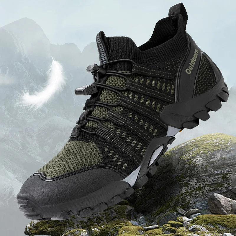Oulylan Breathable Flying Woven Hiking Sneaker Casual Outdoor Durable Upstream Footwear Men Lightweight Anti-slip Climbing Shoes