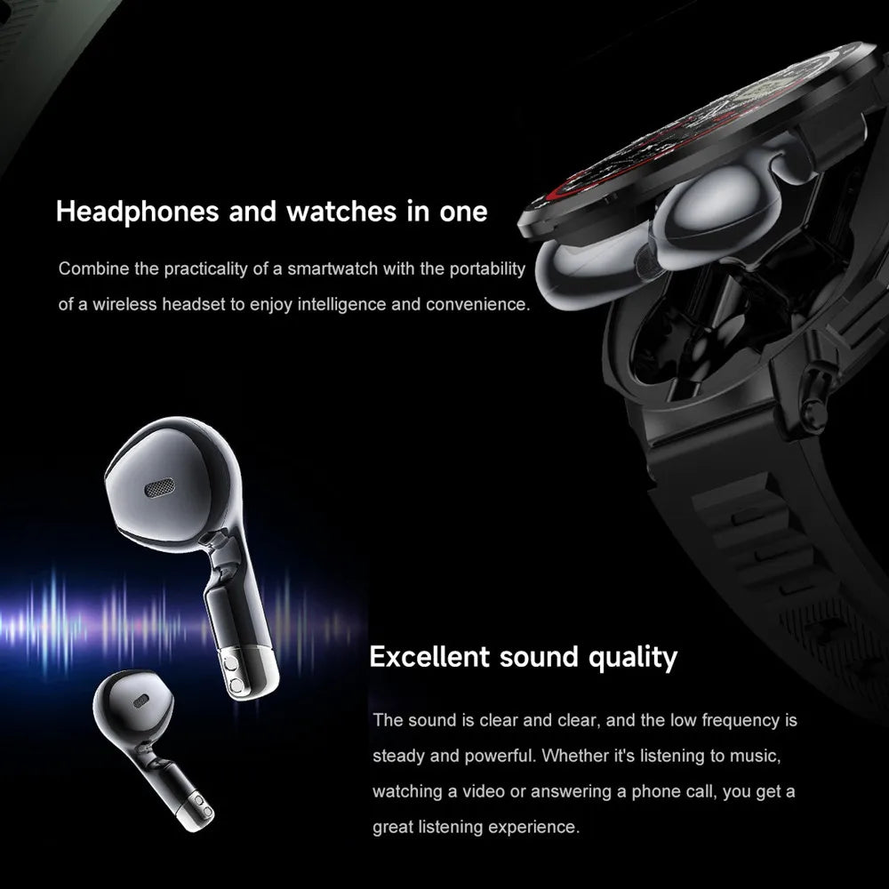 Smart Watch for Men with Hidden Earbuds Fitness Tracker and Heart Rate Monitor
