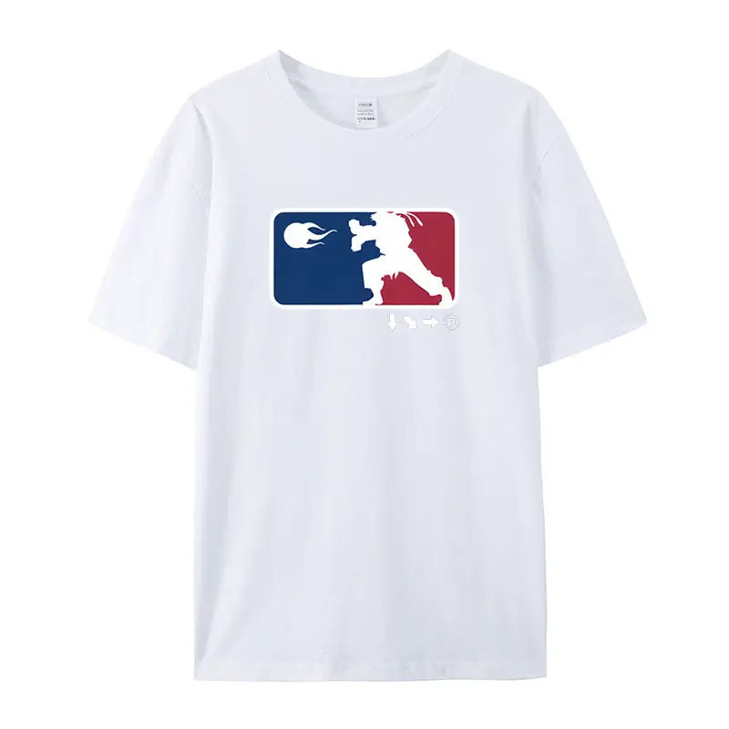 2025 Summer Cotton Crew Neck T-Shirt Game Street Fighter Short Sleeve Loose and Versatile for Men and Women