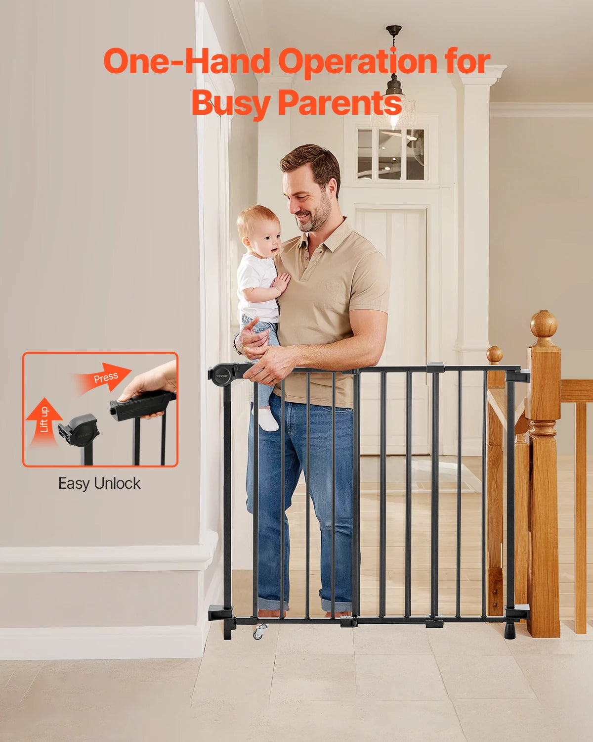 VEVOR Adjustable Baby Gate for Pets 29.5 to 43 Inches Wide Safety Barrier