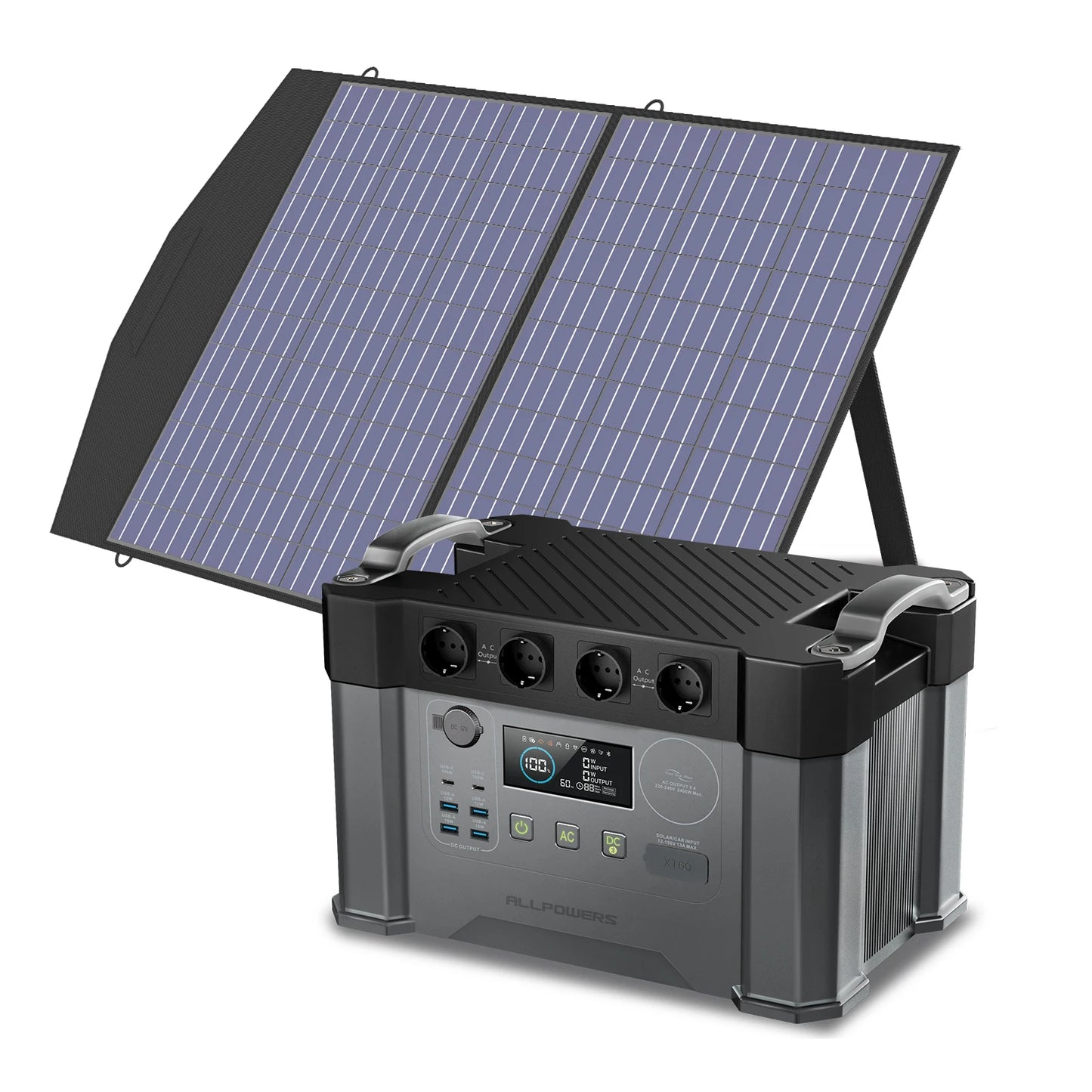 ALLPOWERS S2000 Pro Outdoor Generator 2400W MPPT Portable Power Station with 4X100W  Folable Solar Panels for RV Camping, Home