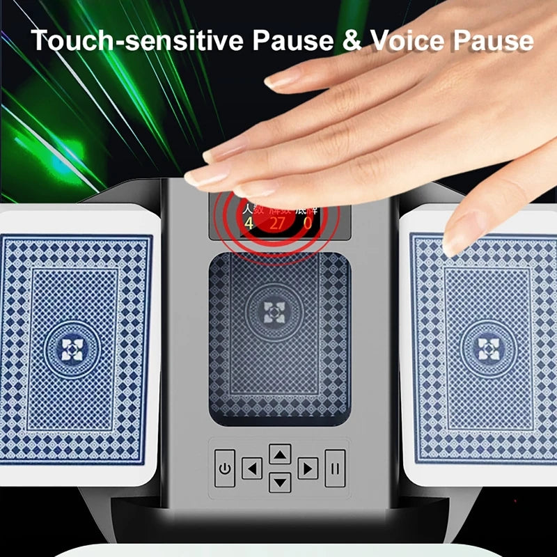 Automatic Card Dealer 2 in1 Shuffle & Deal Touch-Sensitive Dealer 2 Decks 4000mAh for Camping Birthday Parties 8 People Players