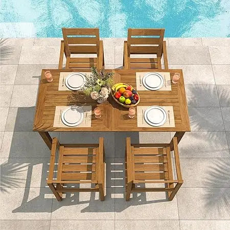 Patio Table and Chairs Set, HDPS 5-Piece Outdoor Dining Set, Patio Furniture for Deck, Poolside, and Backyard, Black