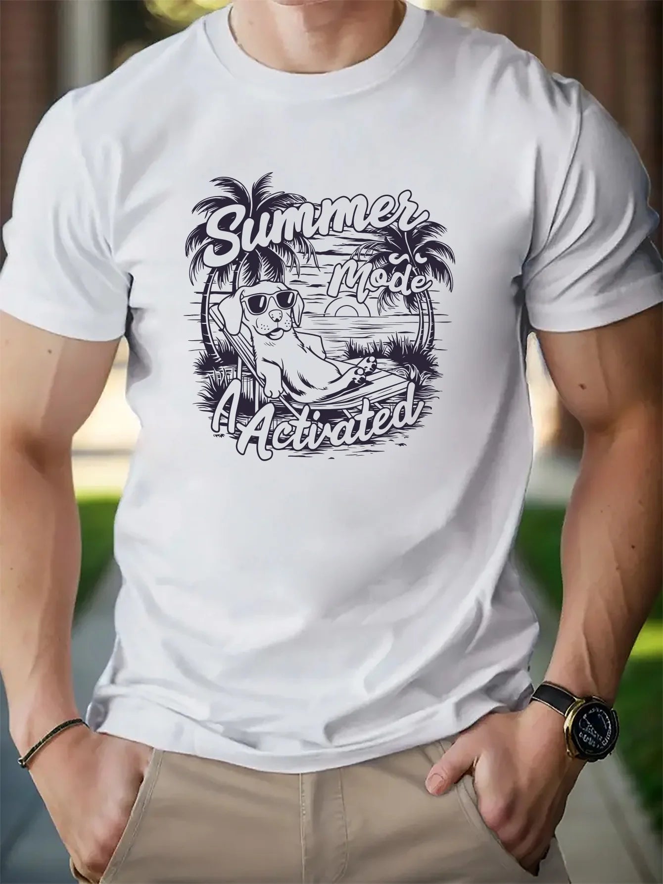 Fashion Print Cotton short-sleeved T-shirt American fashion trendy brand printed bottoming shirt for men and teenagers spring an