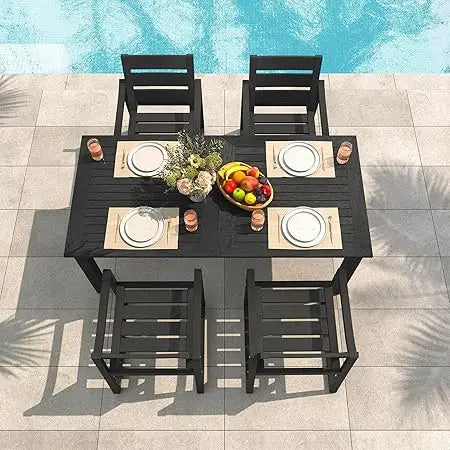 Patio Table and Chairs Set, HDPS 5-Piece Outdoor Dining Set, Patio Furniture for Deck, Poolside, and Backyard, Black