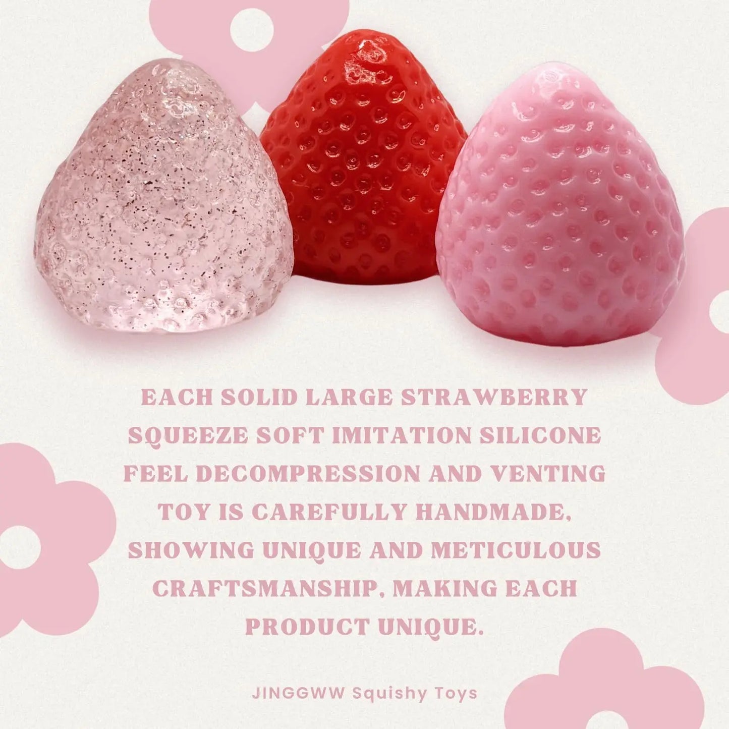 Handmade Strawberry Taba Squishy Toys, Cute Strawberry Squeeze Toys, Kawaii Strawberry Squishies Fidget Toys