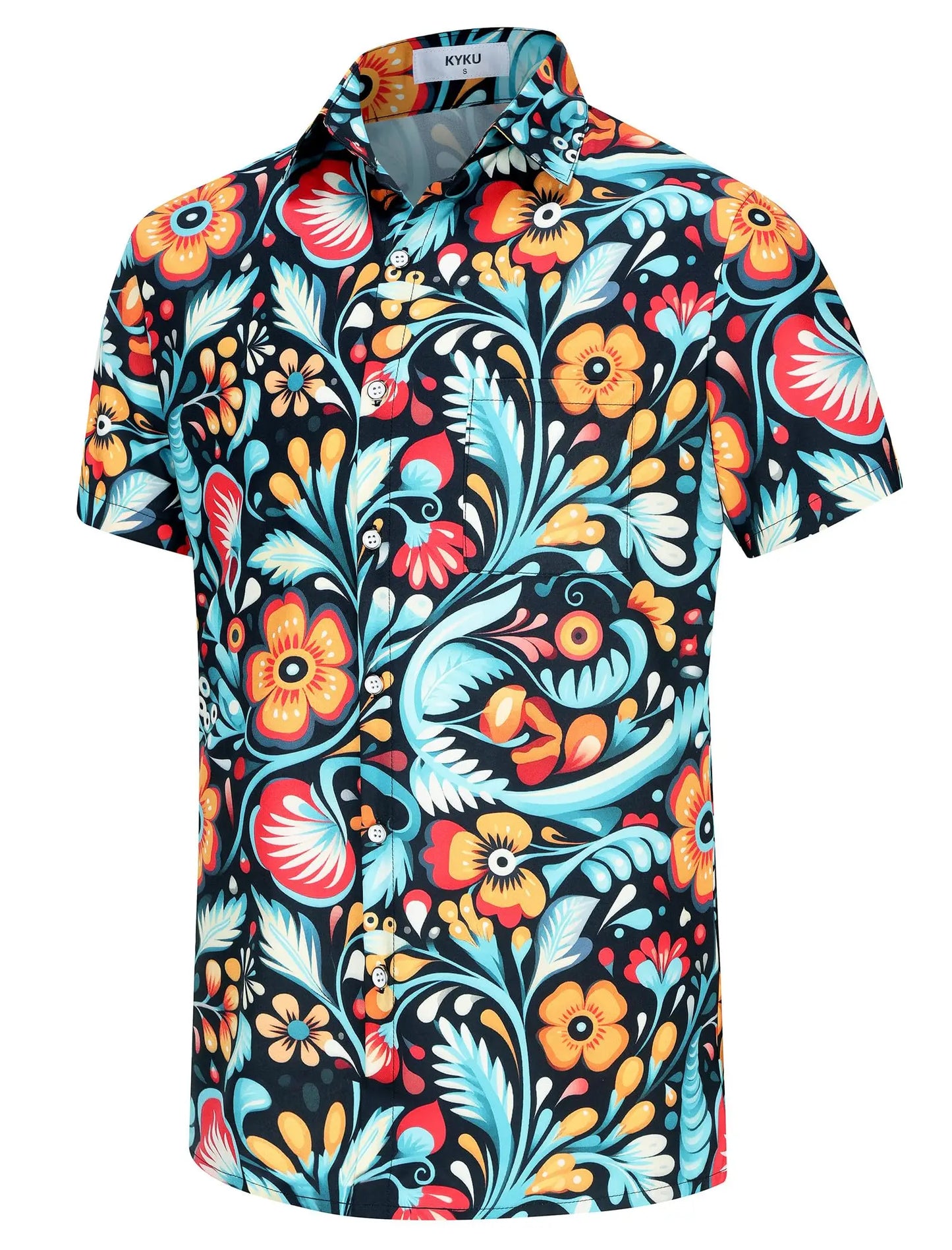 KYKU Mexico Shirt for Men Funny Beach Shirts Hawaiian Button Down Short Sleeve