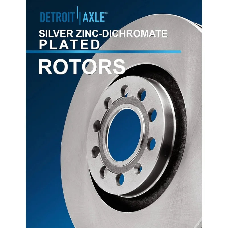 Detroit Axle Brake Kit Front 11.34 Inch Rear 10.24 Inch Disc Rotors Ceramic Pads