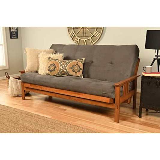 Kodiak Furniture Monterey Futon Set, No Drawers, with Barbados Base and Suede Grey Mattress