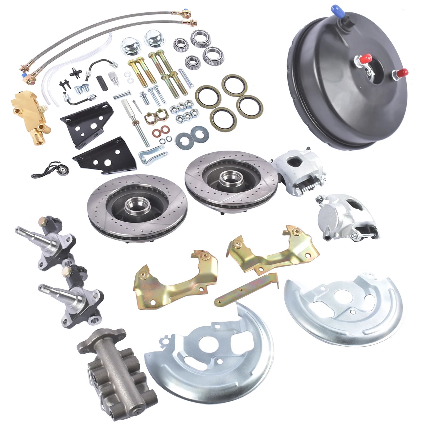 AP02 GM 4 Wheel Disc Brake Conversion Kit with Drilled and Slotted Rotors