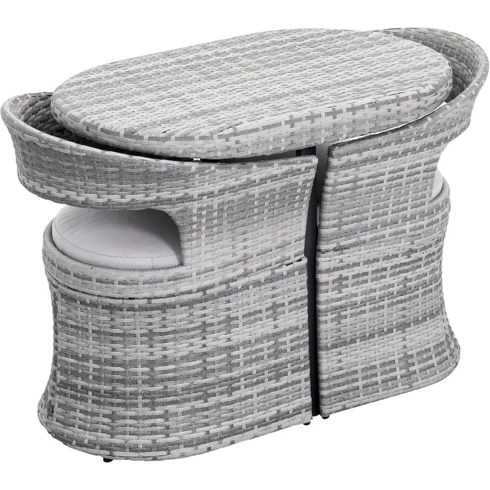 3 Piece Outdoor Patio Bistro Set, Patio Furniture Set for 1 Iron Table and 2 Dining Chairs, Balcony Furniture Patio Table