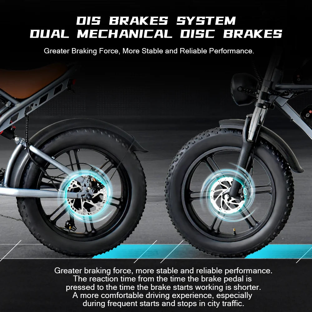 Deepower Electric Bike QS7 1000W 48V 60AH 20 Inch Fat Tire Ebike for Adults Mountain Off-Road Dual Batteries Electric Bicycle