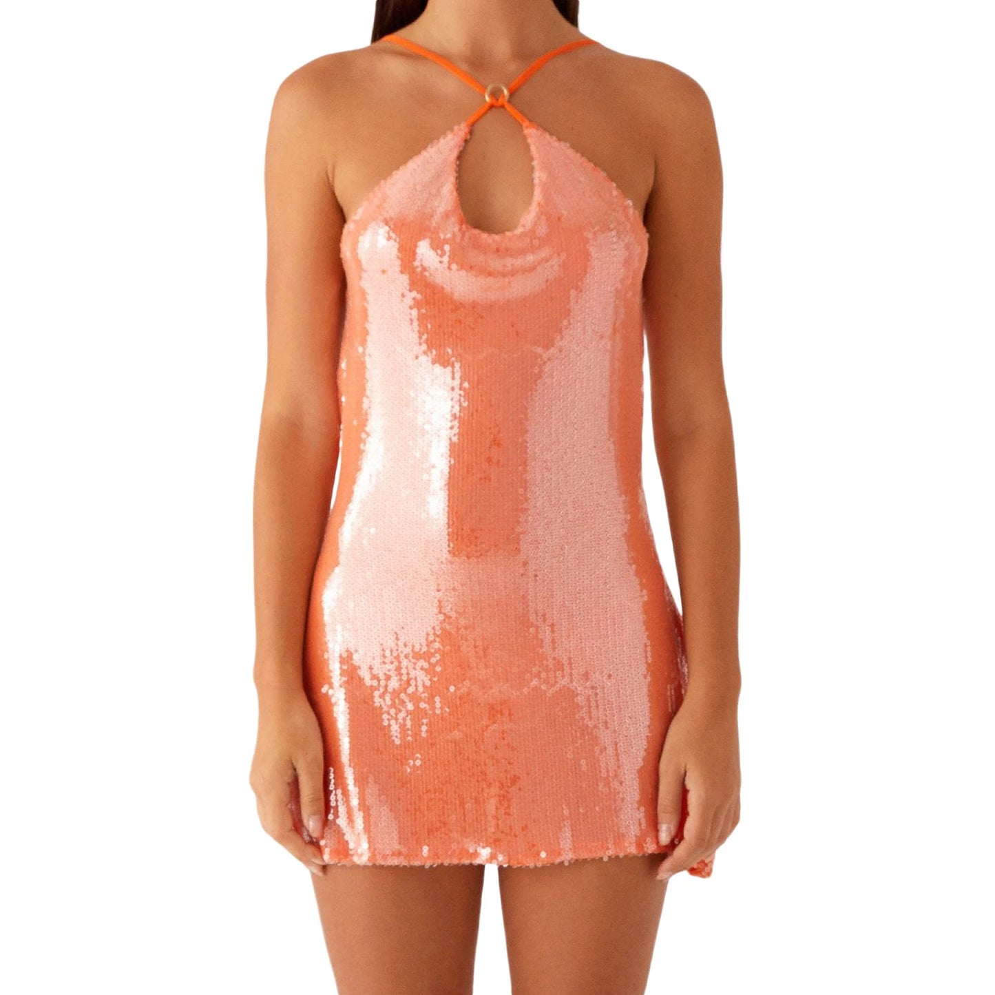 Elegant Women s Sequin Mini Dress with Spaghetti Straps and Backless Design Perfect for Summer Fashion Parties and Events