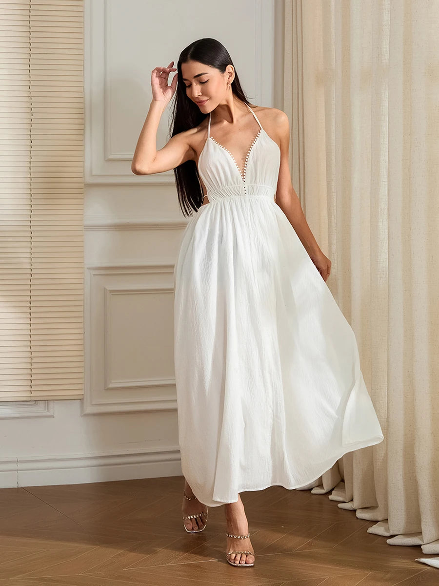 Elegant Maternity Maxi Dress Sleeveless Ruched Empire Waist Pregnancy Gown for Baby Shower Photoshoot Summer Clothes