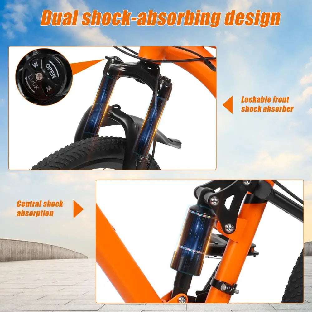 26 Inch Youth Adult Mountain Bike, Men Women MTB With 24 Speed Trigger Shifters, Aluminum Frame, Dual Suspension