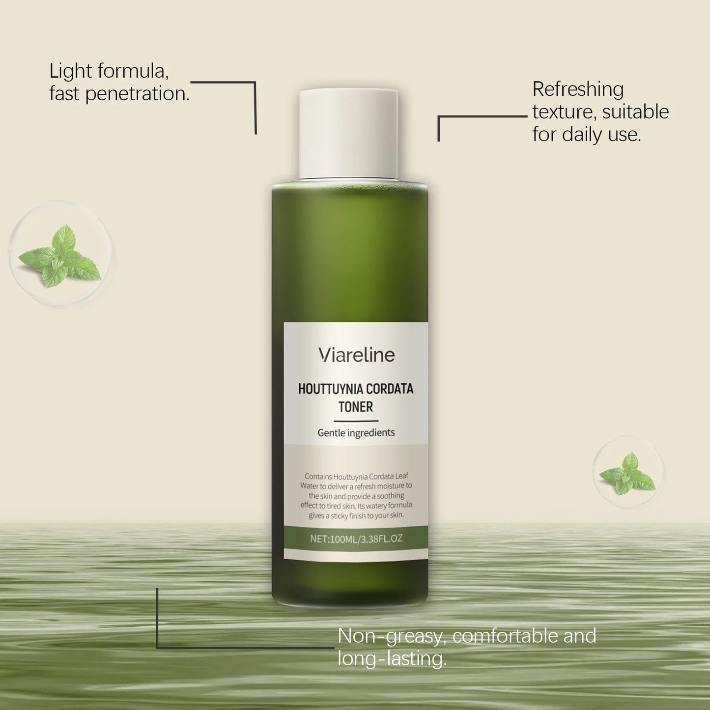 Viareline Natural Hydrating Face Toner Lasting Moisturizing Refreshing Improve Skin Texture Non-greasy Soothing Face Toner