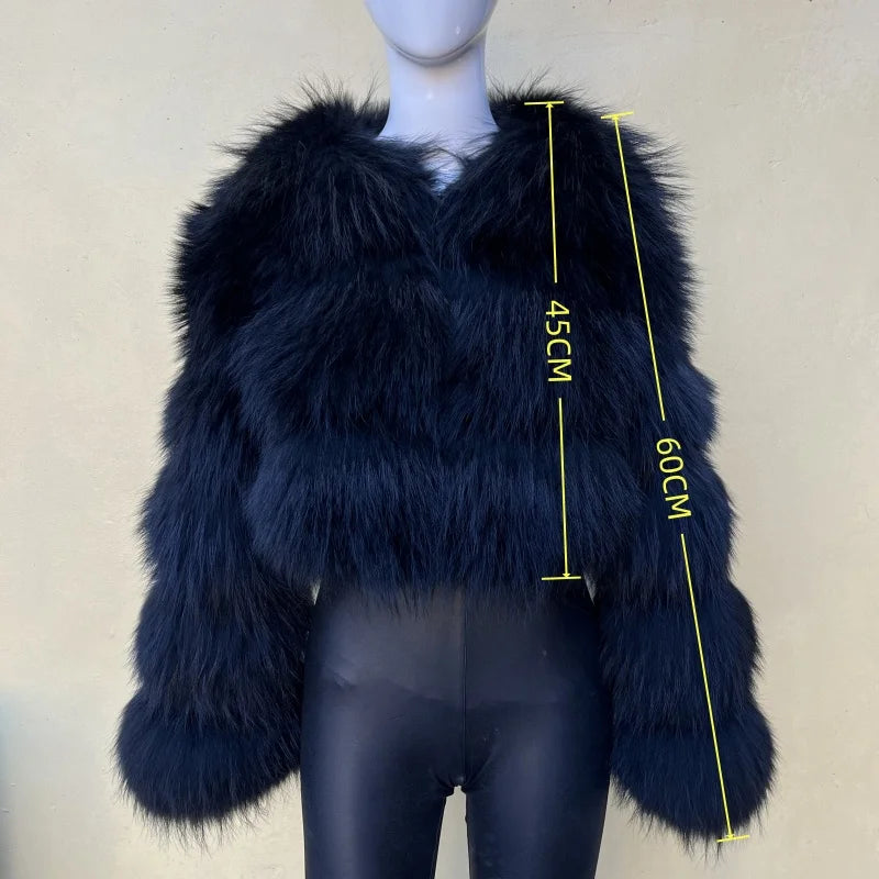 Real Raccoon Fur Coat Super Hot Winter Women Luxury ThickNatural Fox Fur Jacket Plus Size Furry Jackets Female Vest