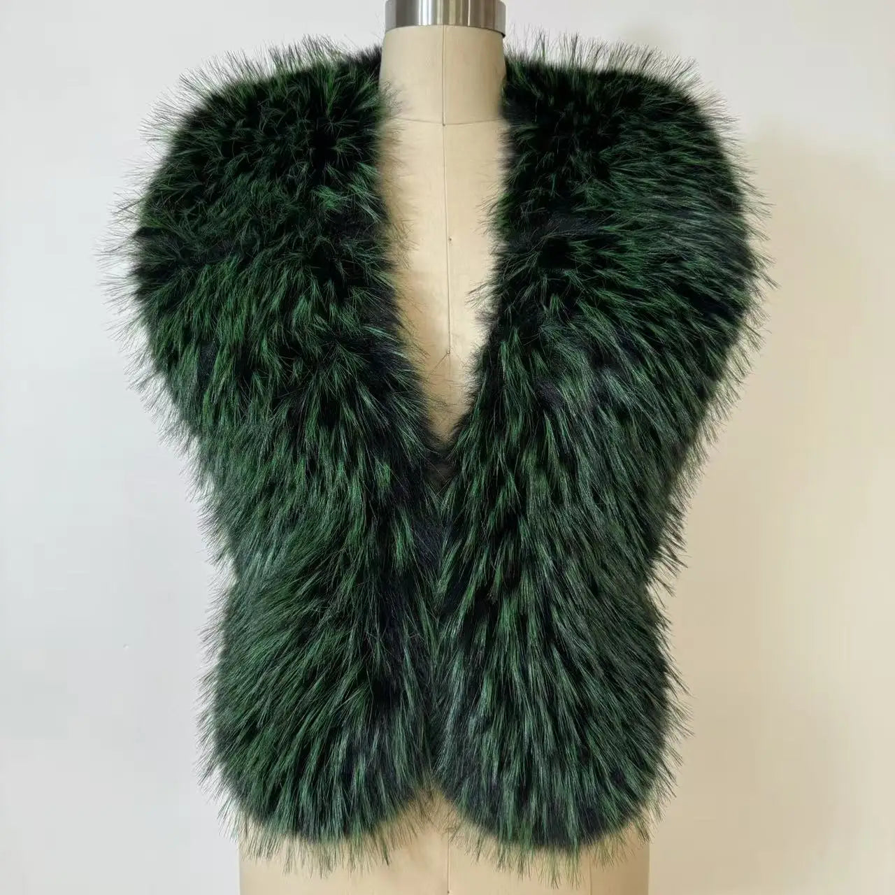 Streetwear New Faux Raccoon  Fur Vest Women Fuax Fur Halter Top vest