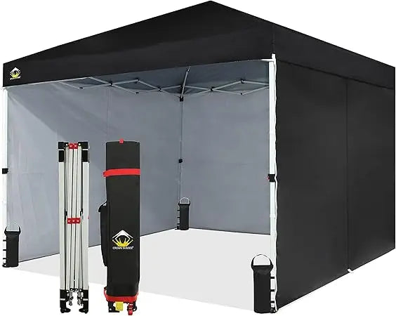 10x10 Pop Up Canopy Tent Instant Setup with 400D Silver Fabric and Sidewalls
