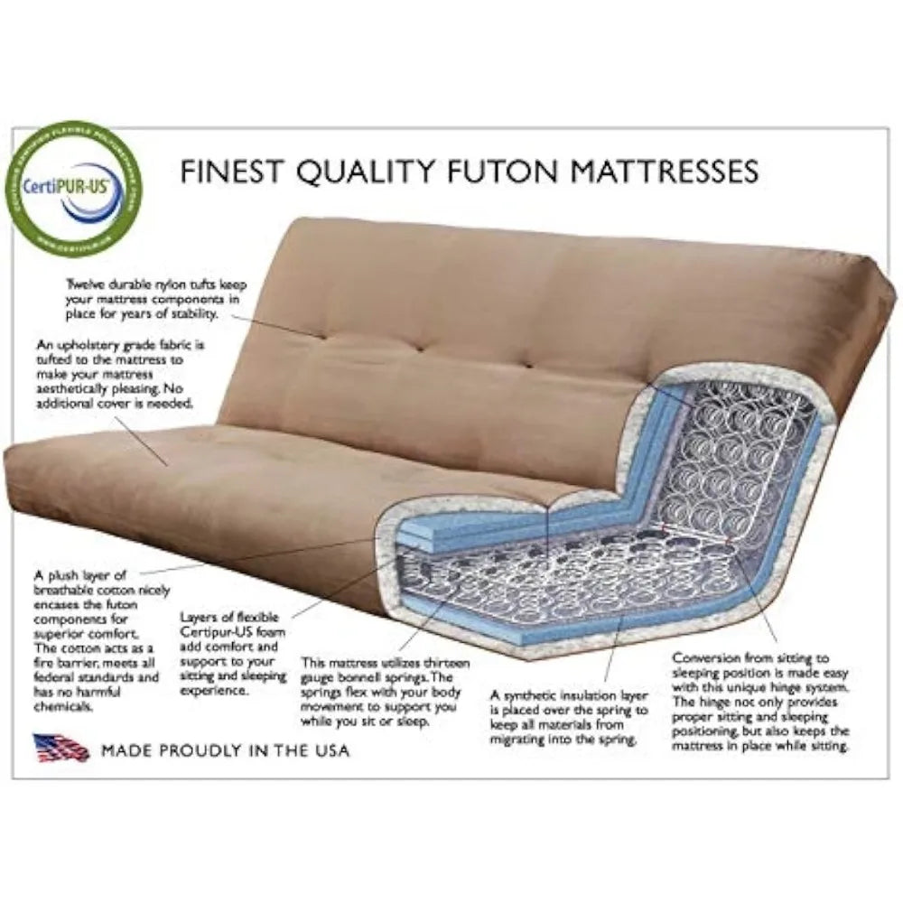 Kodiak Furniture Monterey Futon Set, No Drawers, with Barbados Base and Suede Grey Mattress