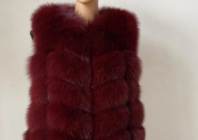 kejinyuan real fox fur raccoon fur vest Women's Natural winter warm sleeveless